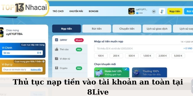 Quy trình nạp tiền vừa nhanh vừa an toàn