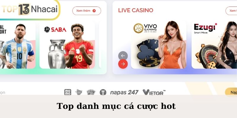 Top danh mục cá cược hot