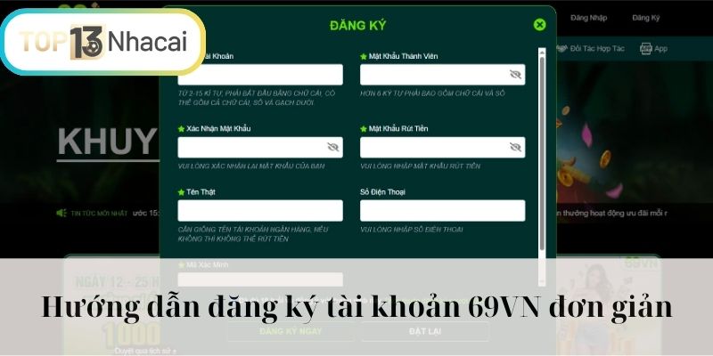Hướng dẫn đăng ký tài khoản 69VN đơn giản