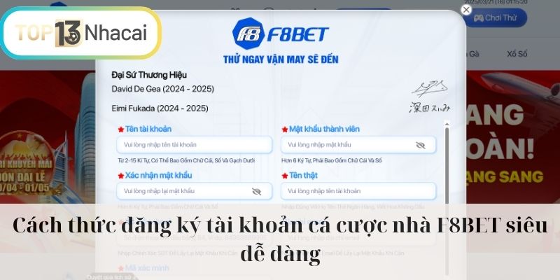 Cách thức đăng ký tài khoản cá cược nhà F8BET siêu dễ dàng