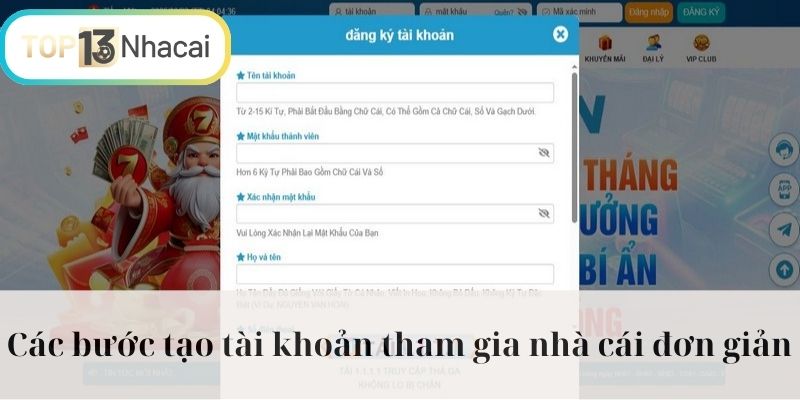 Các bước tạo tài khoản tham gia nhà cái đơn giản