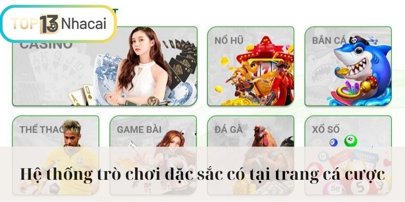 Hệ thống trò chơi đặc sắc có tại trang cá cược