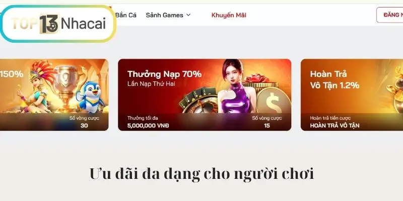 Ưu đãi đa dạng cho người chơi